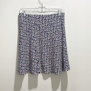 UNIQLO Women’s Blue Geometric Print Pull-On A-Line Ponte Flare Skirt Size M